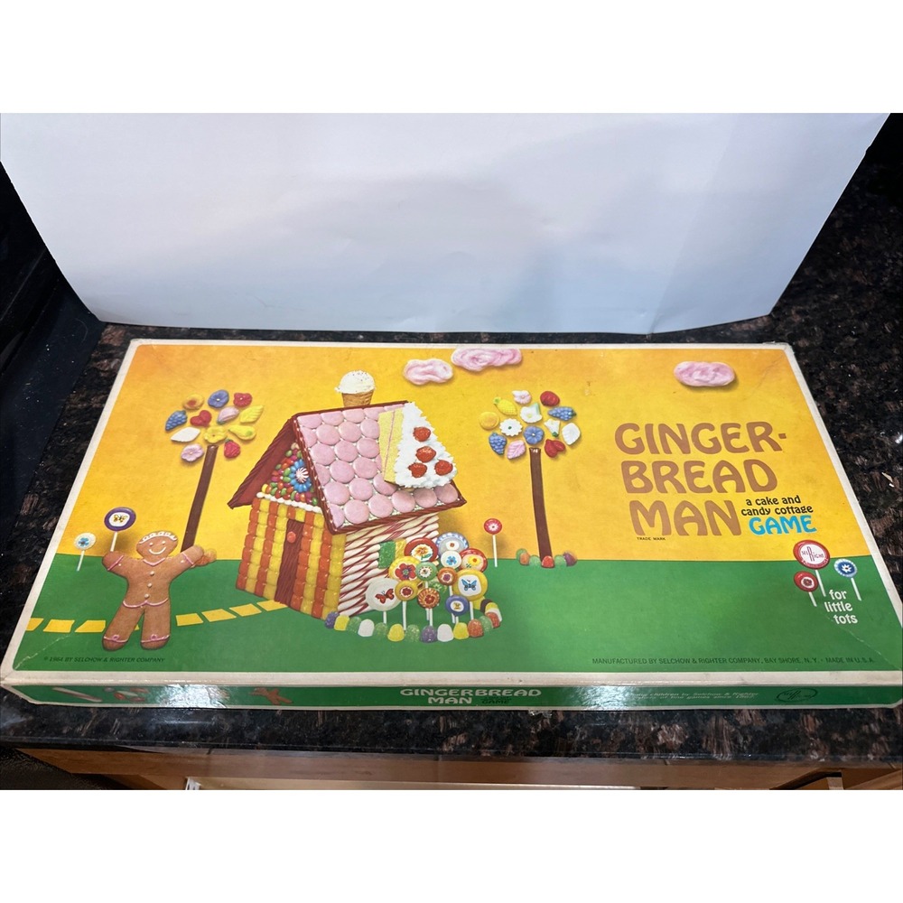 1964 SELCHOW & RIGHTER GINGERBREAD MAN BOARD GAME VINTAGE FUN USA made Rare
